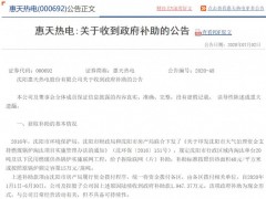 惠天热电:关于收到政府补助的公告